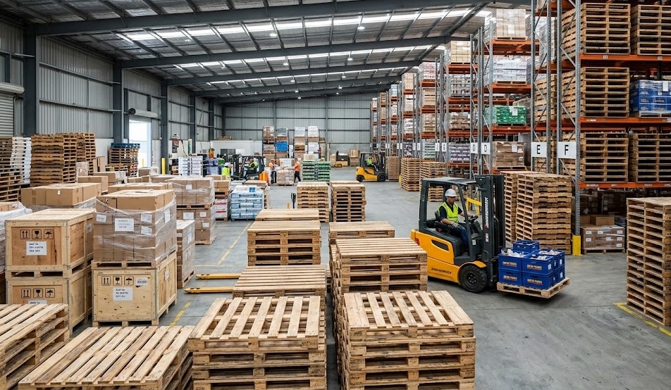 Pallet warehouse and inventory at Norwalk Pallets