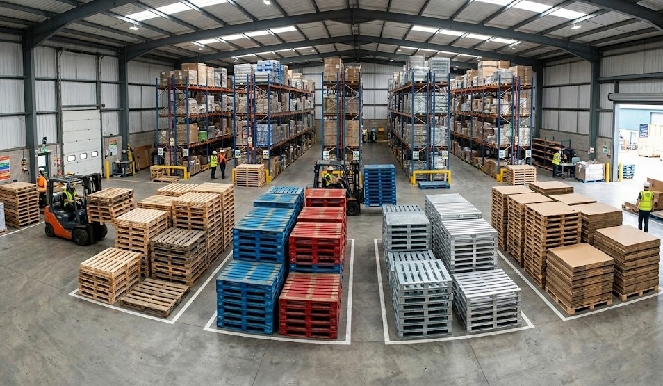 Norwalk Pallets truck collecting surplus pallets from client facility