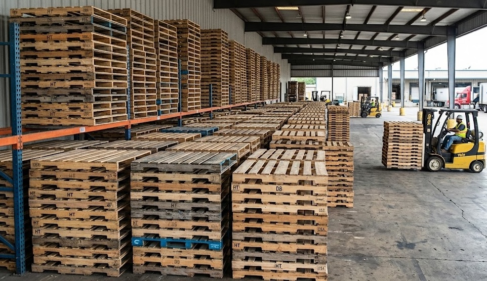 Pallet recycling operations at Norwalk Pallets facility